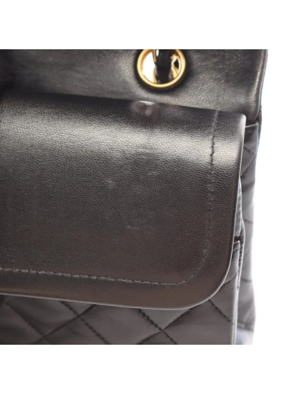Chanel Shoulder Bag Quilted Double Flap Black Lambskin Chain